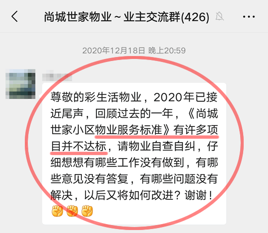 多名业主反映《物业服务标准》多项不达标